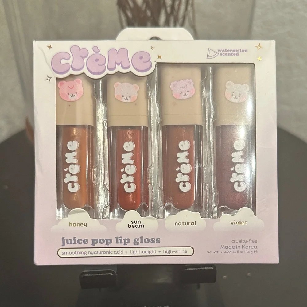 Crème Juice Pop Lip Gloss Set - Honey, Sunbeam, Natural, Violet
